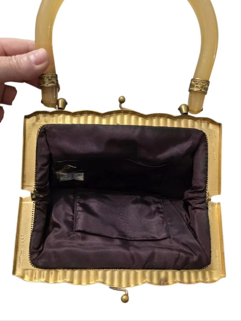 Whiting And Davis 1930's-1950's Vintage Enamel Metal Mesh & Lucite Handbag EUC - Picture 7 of 12